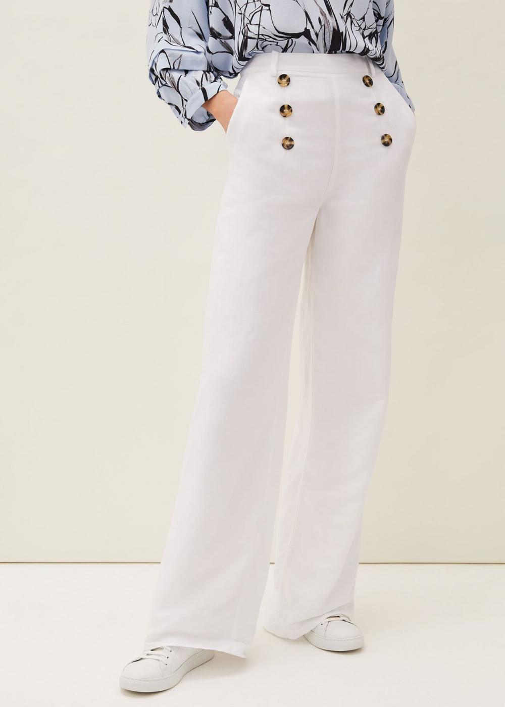 Beatrix Linen Trousers White | Phase Eight Womens Trousers & Shorts