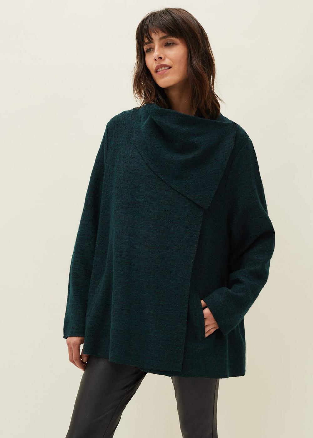 Bellona Short Knit Coat Pine | Phase Eight Womens Coats & Jackets
