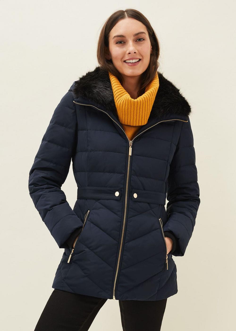 Bobbie Short Puffer Coat Navy | Phase Eight Womens Coats