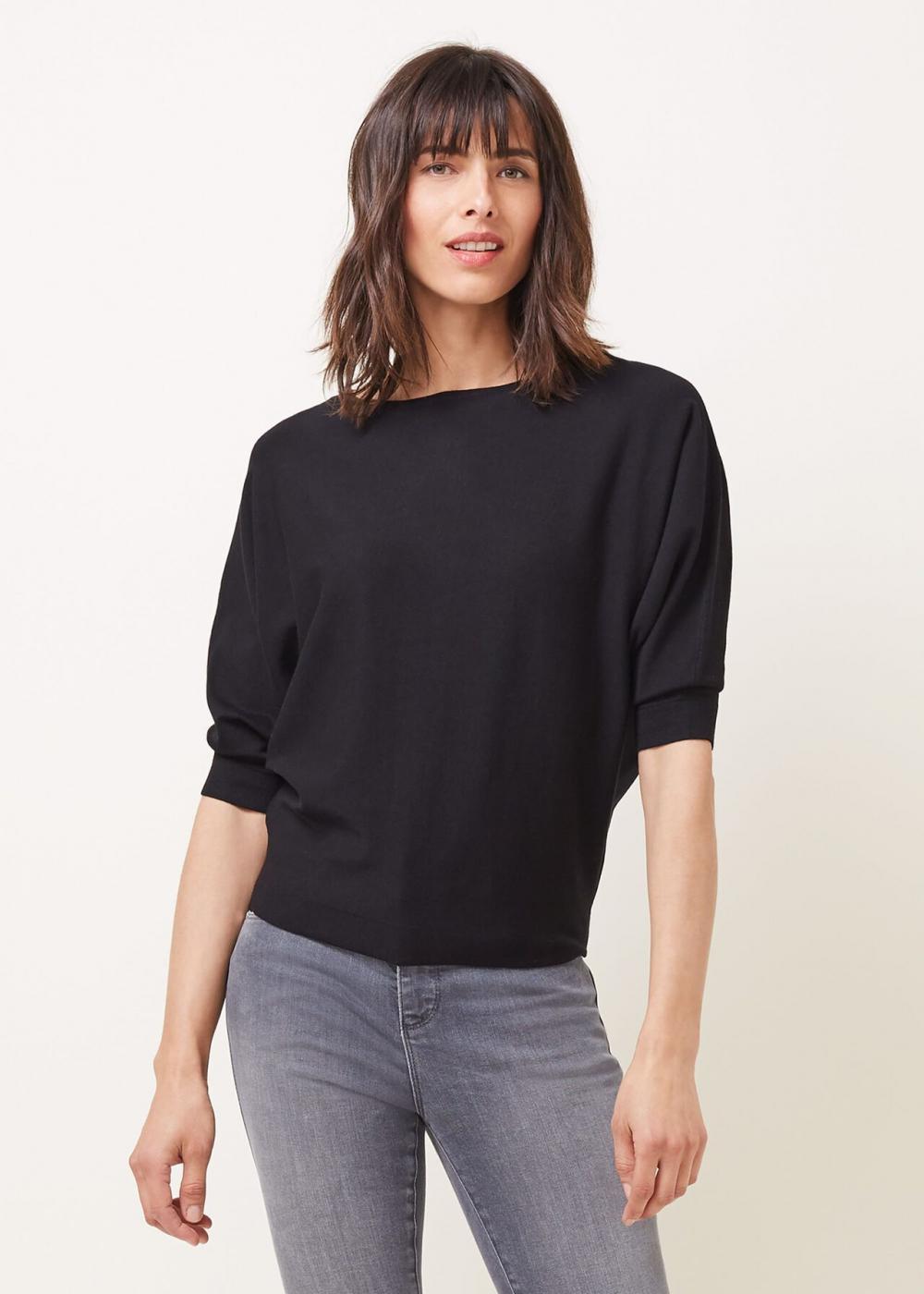Cristine Batwing Fine Knit Jumper Black | Phase Eight Womens Jumpers & Cardigans