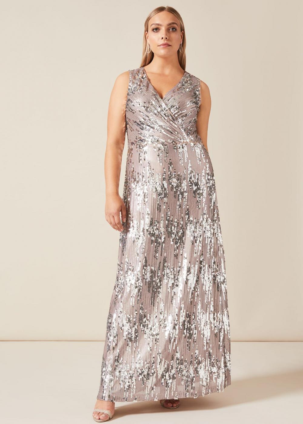 Daphne Sequin Maxi Dress Silver | Phase Eight Womens Occasion Dresses