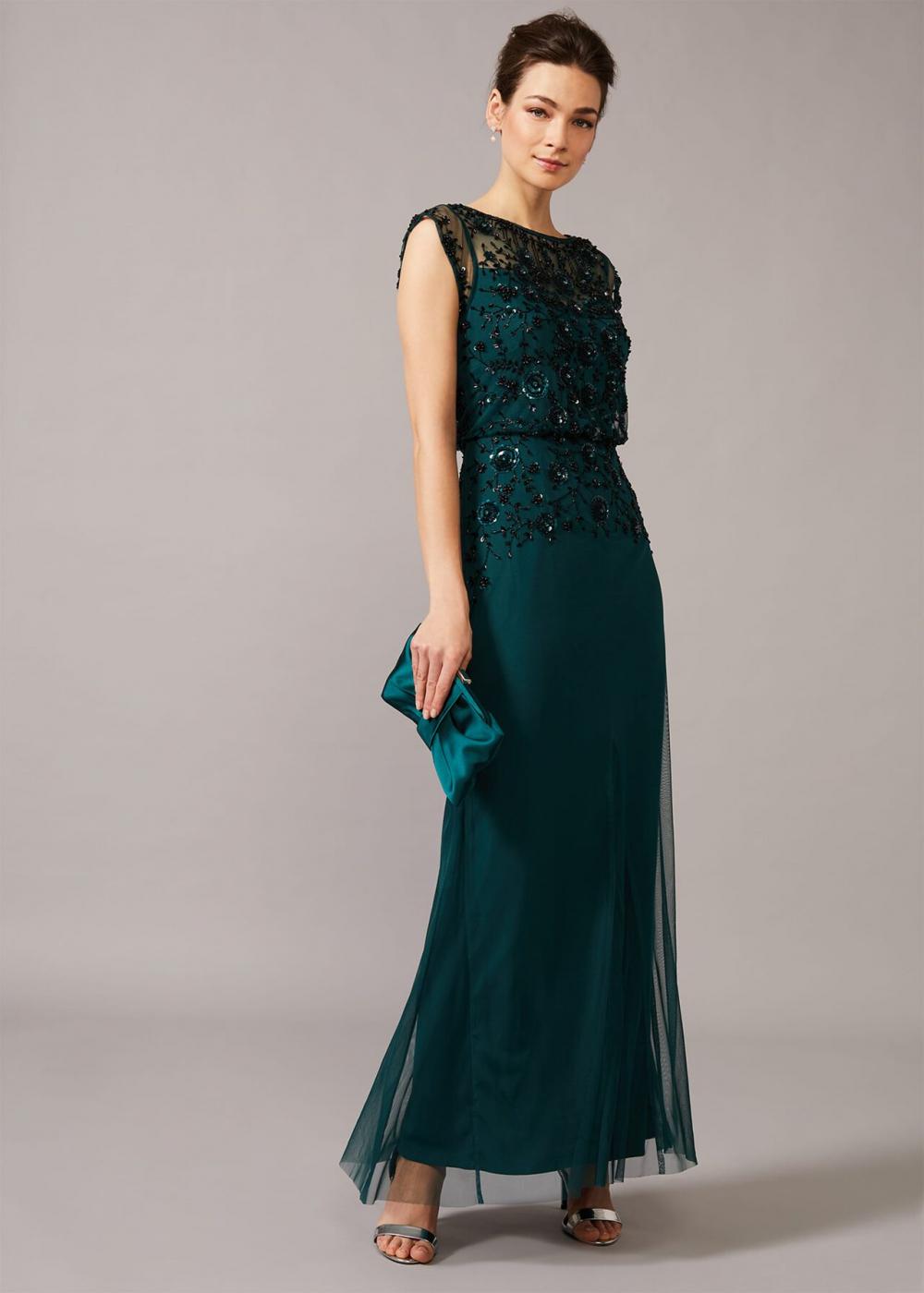 Elan Sequinned Dress Jade | Phase Eight Womens Occasion Dresses