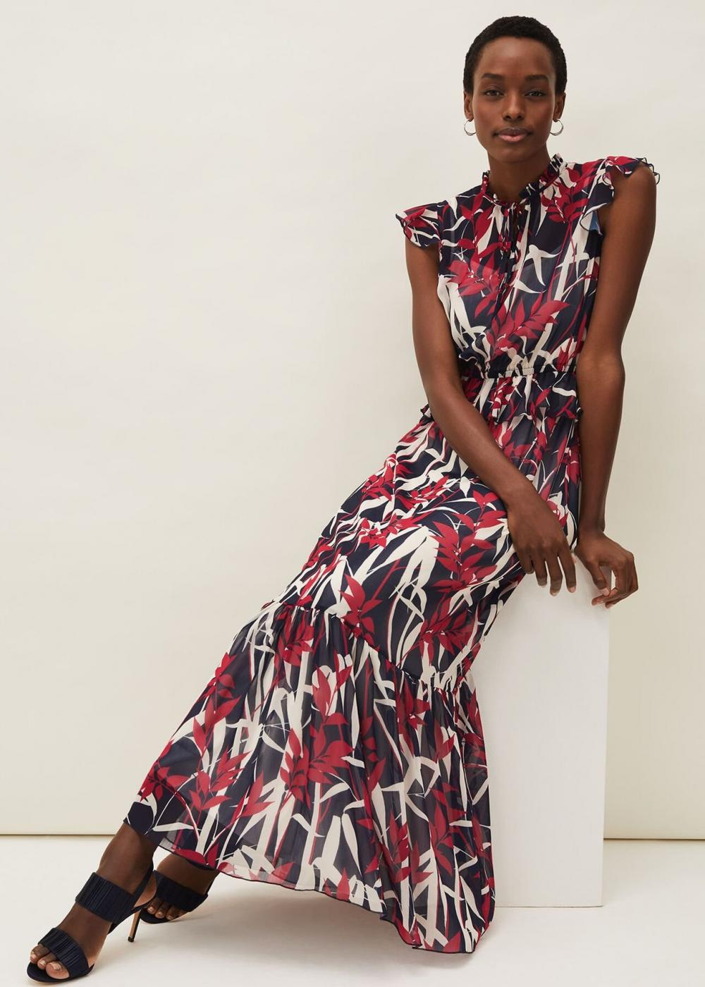Ellen Palm Print Maxi Dress Navy/Multi | Phase Eight Womens Occasion Dresses