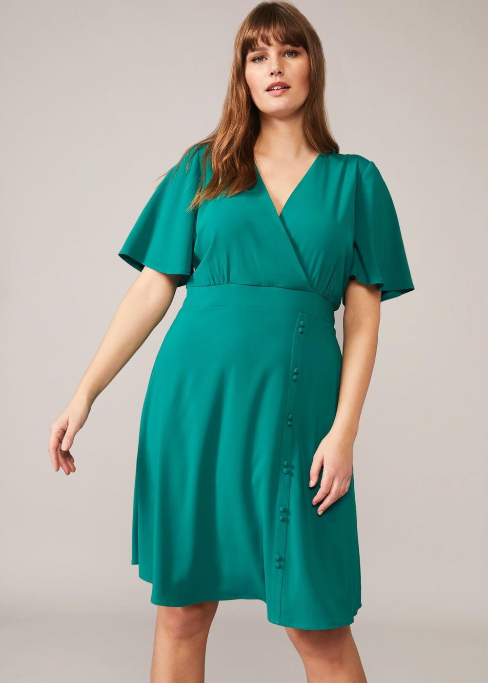 Hosana V-Neck Dress Green | Phase Eight Womens Dresses