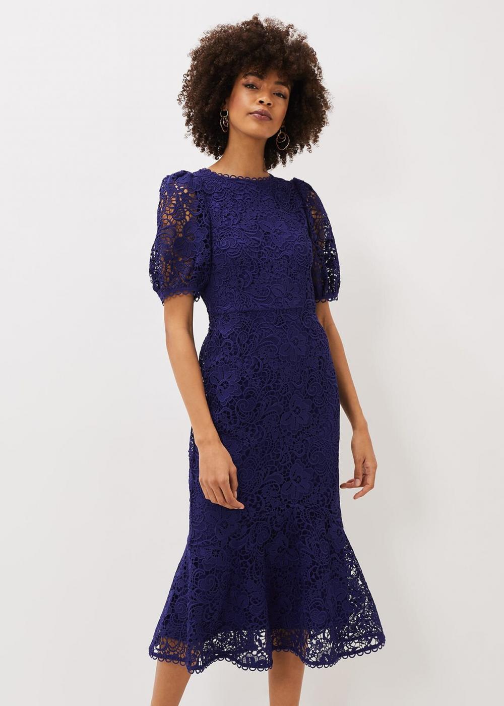 Lidia Guipure Lace Fishtail Dress Violet | Phase Eight Womens Occasion Dresses