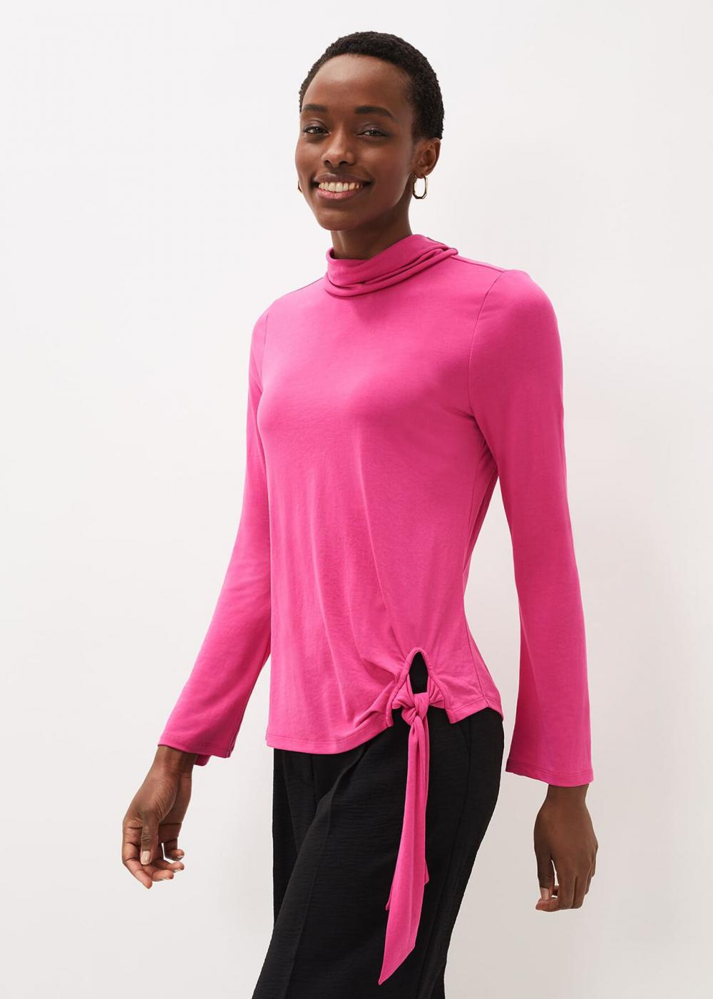 Maisie Cupro Tie Hem Top Hot Pink | Phase Eight Womens Tops & T-Shirts