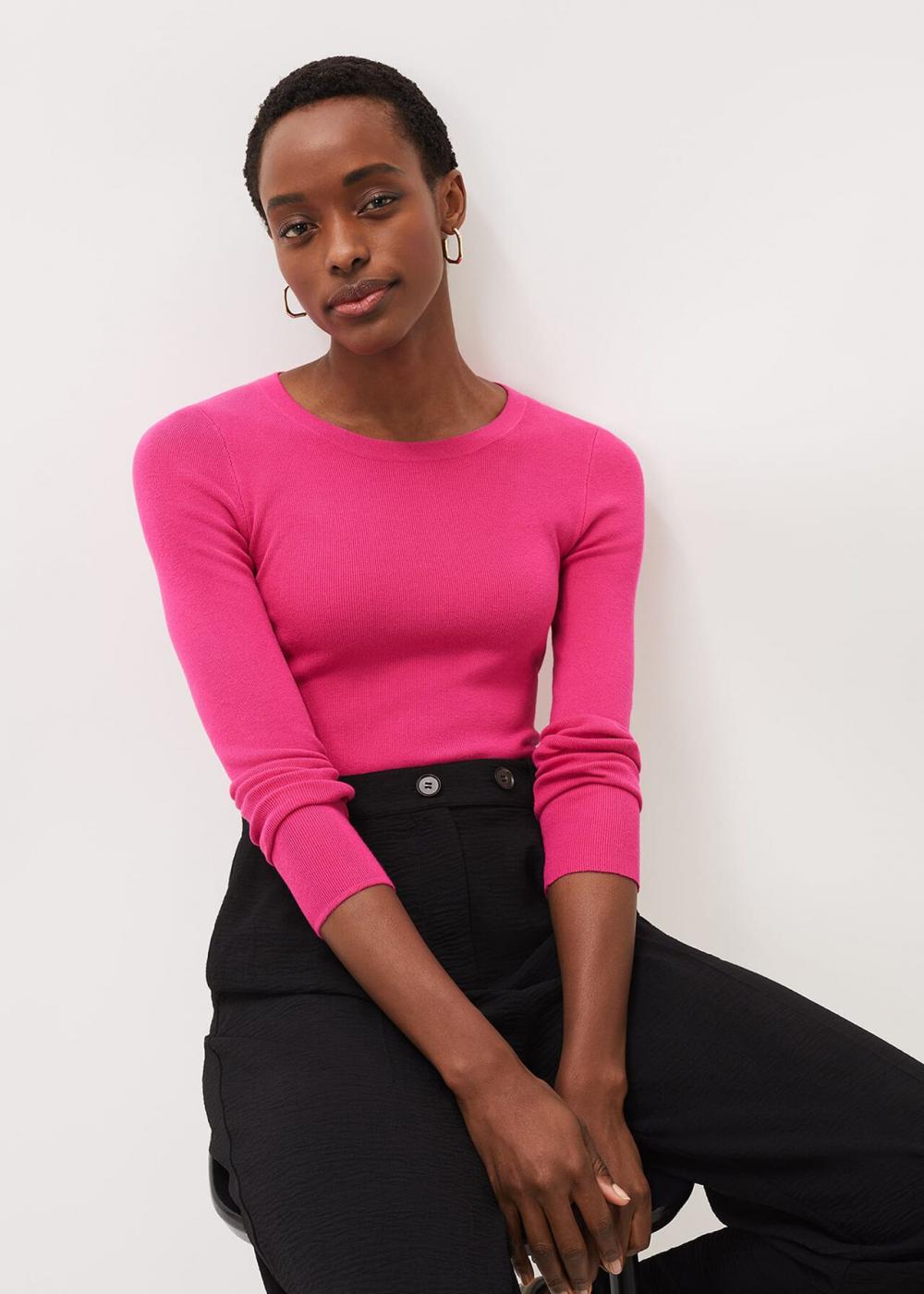 Molla Crew Neck Jumper Hot Pink | Phase Eight Womens Jumpers & Cardigans