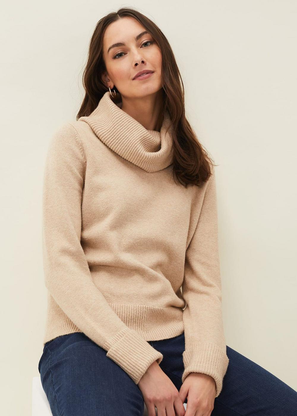 Odelia Cowl Neck Jumper Camel | Phase Eight Womens Jumpers & Cardigans