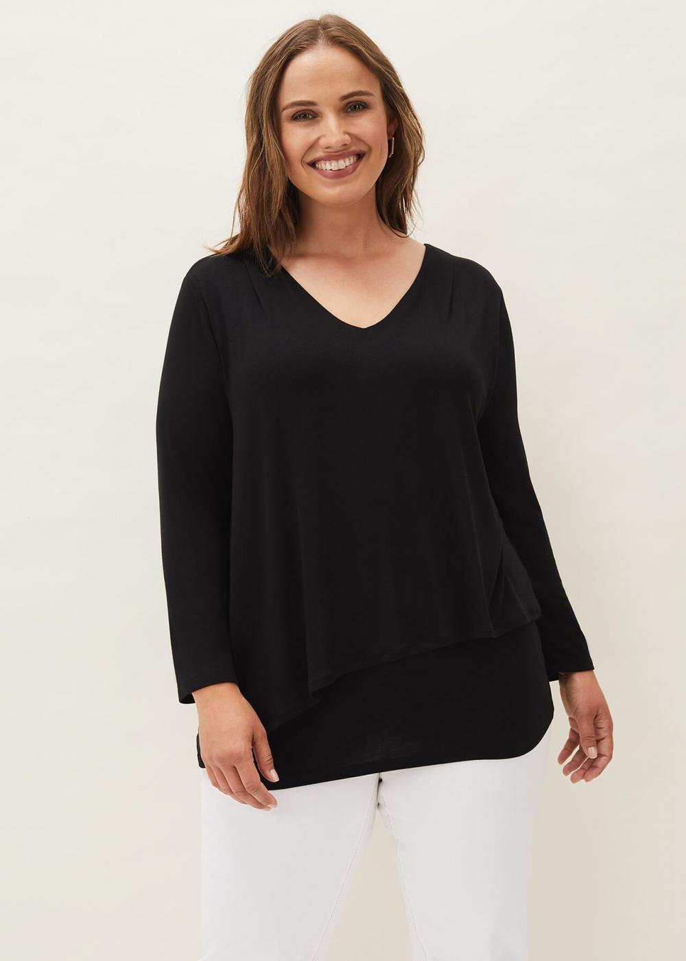 Talia Double Layer Top Black | Phase Eight Womens Tops & Blouses