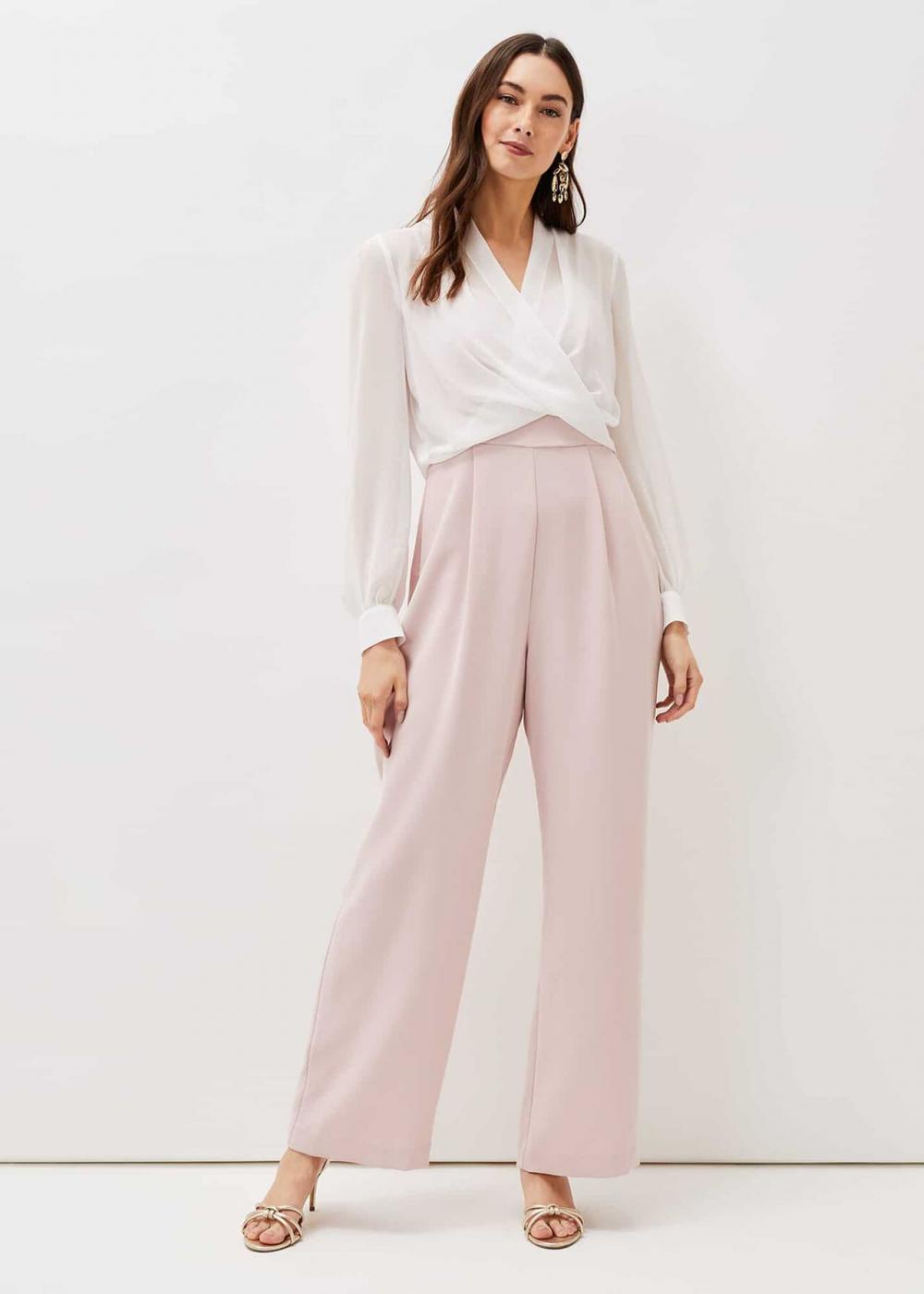 Mindy Wide Leg Jumpsuit Ivory/Antique Rose | Phase Eight Womens Jumpsuits